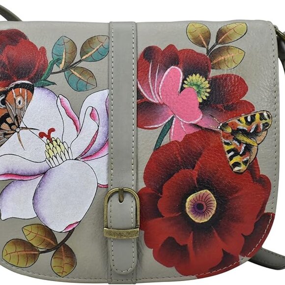 Anna by Anuschka Women's Hand Painted Genuine Leather Flap Crossbody - Picture 6 of 6